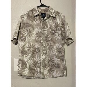 Caribbean Joe Tan Hawaiian Button Up Shirt Medium